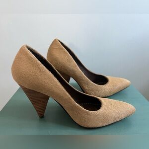 Italian Bacío 61 leather carmine calf hair leather pump heels size 8